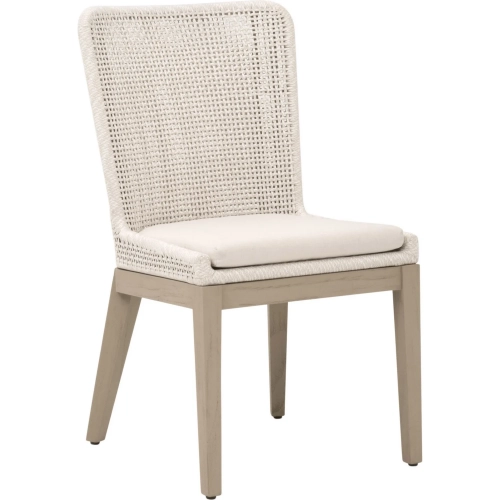 Mesh Outdoor Dining Chair in Antique Lace Rope, Shell Fabric & Washed Teak (Set of 2)
